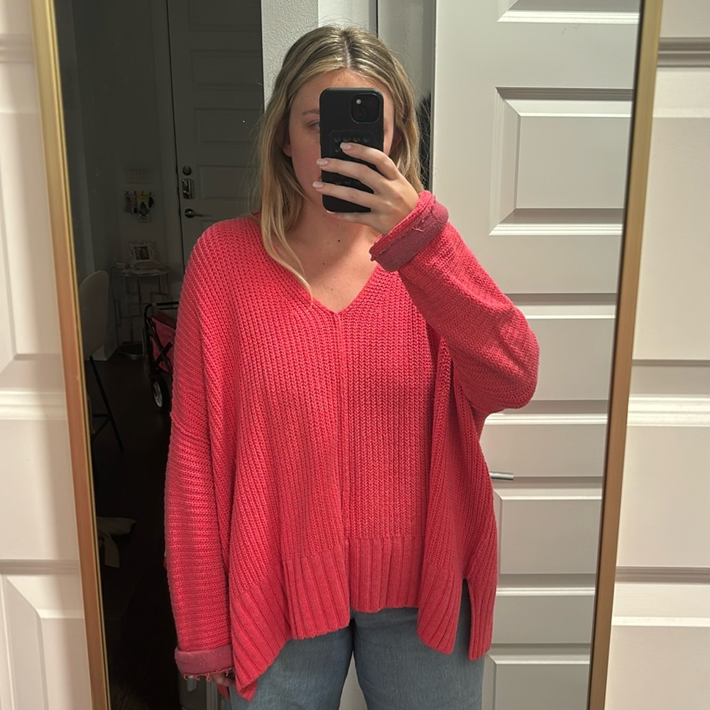 free people pink oversized sweater